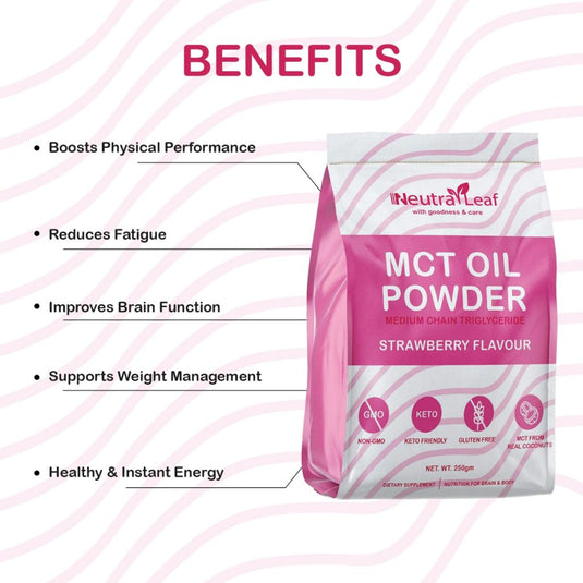 NeutraLeaf MCT Oil Powder | Helps To Get Slim | Instant Energy and Focus |  Keto & Paleo Friendly | Improves Brain Function | 250gm