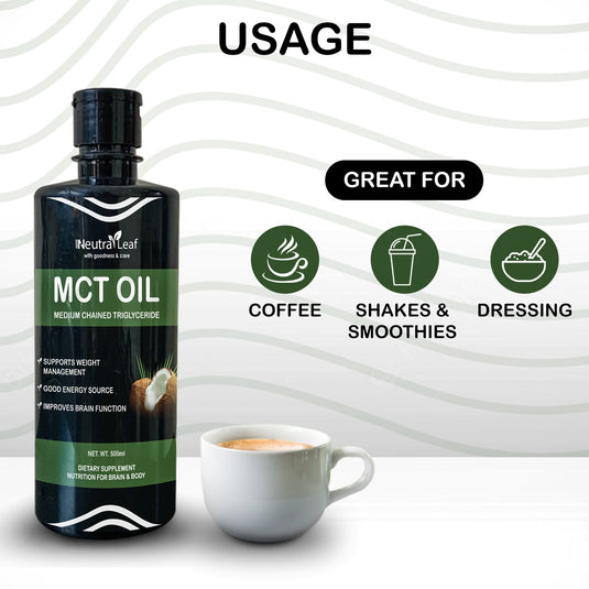 Neutra Leaf Pure MCT | Helps To Get Slim | 100% Coconut Source | Instant Energy - 500ml