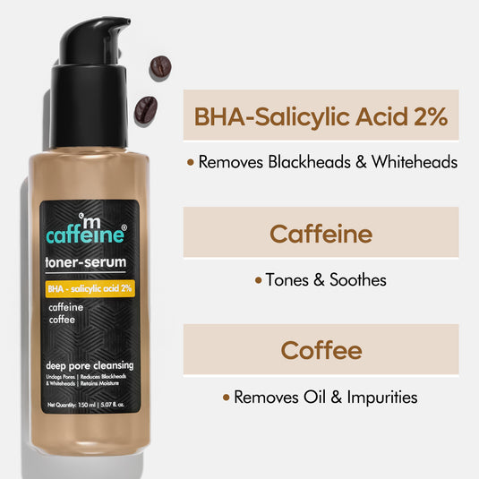 mCaffeine Toner Serum- BHA Salicylic Acid-2% & Coffee