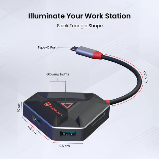 Black Portronics Mport 6C usb Hub with type c port hub