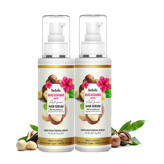 Indalo Macadamia Nuts Anti-Frizz Hair Serum With Hibiscus | For Frizz-Free Shiny & Manageable Free