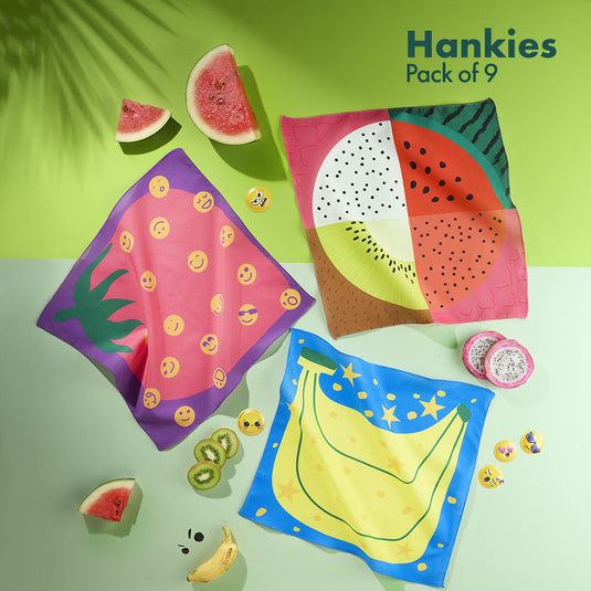 Magic & Mischief! Unisex Kid's Hankies, 100% Organic Cotton, Pack of 9