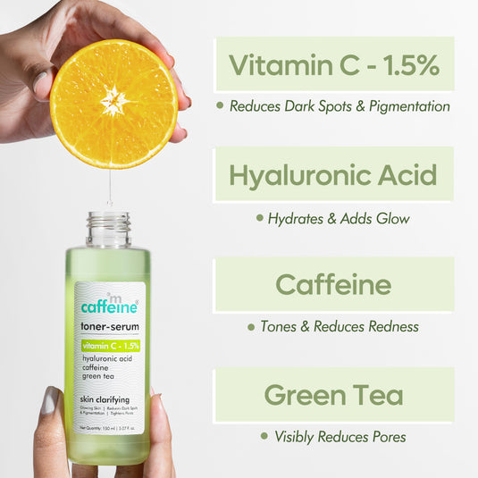 mCaffeine Toner Serum- Vitamin C 1.5% & Green Tea