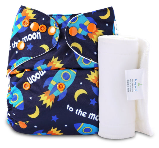 Diaper Cover (Moons) + 1 Wetfree Insert