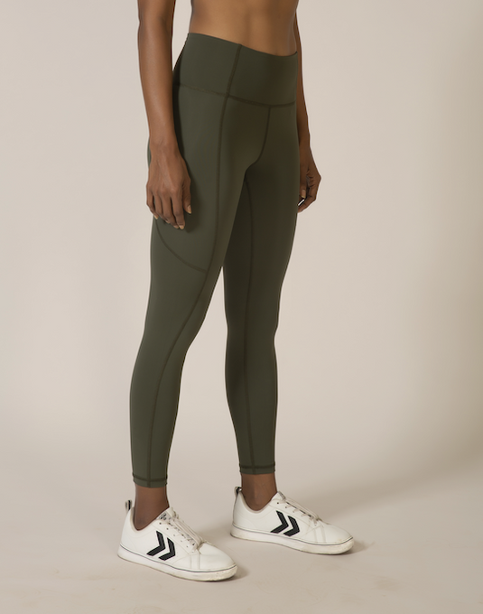 Sustainable activewear made out of recycled materials by Kosha Yoga Co. Squat proof, stretchable leggings for yoga, gym, workouts, running.