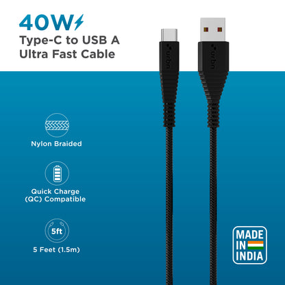 Nylon Type C - USB A 40w Cable