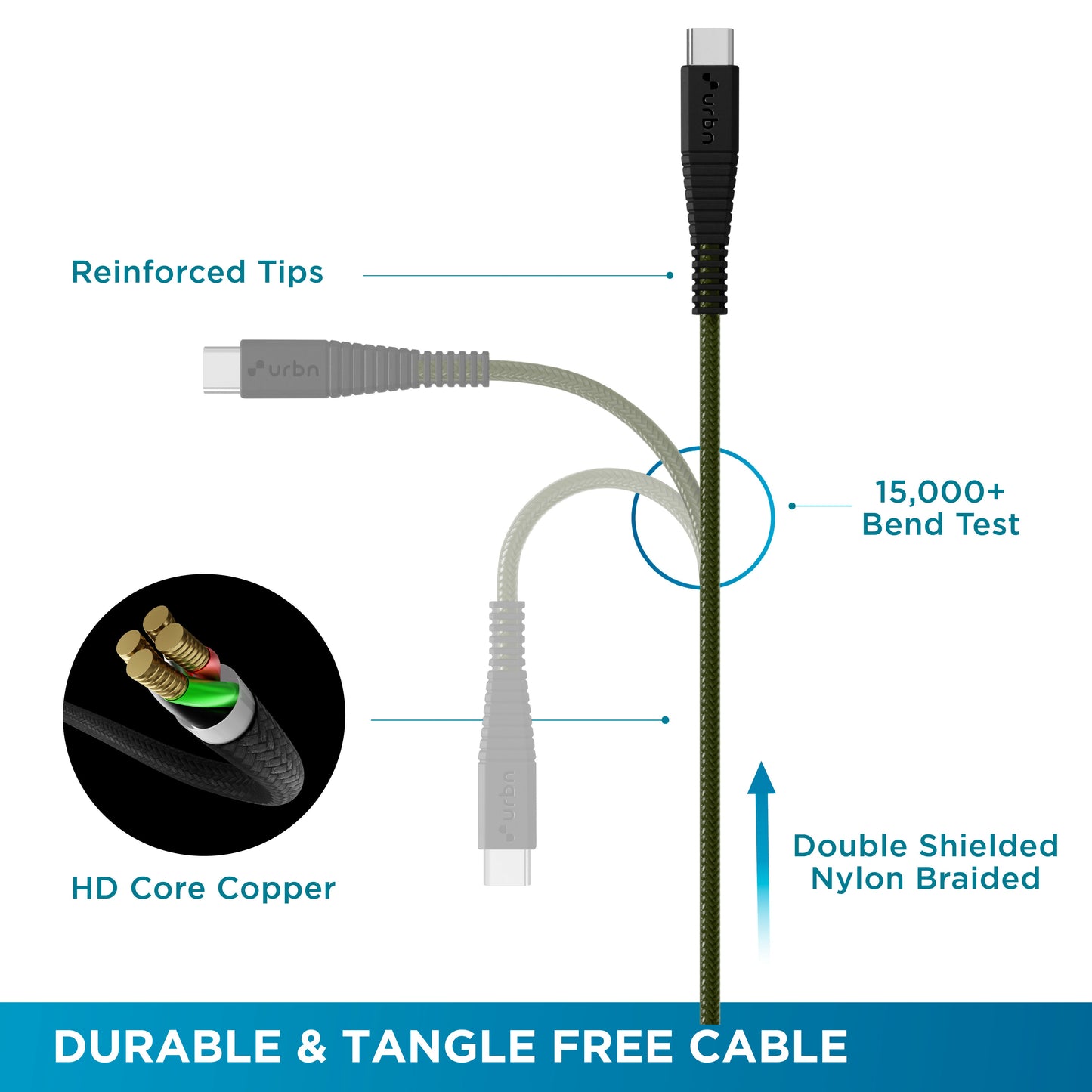 Nylon Type C - USB A 40w Cable