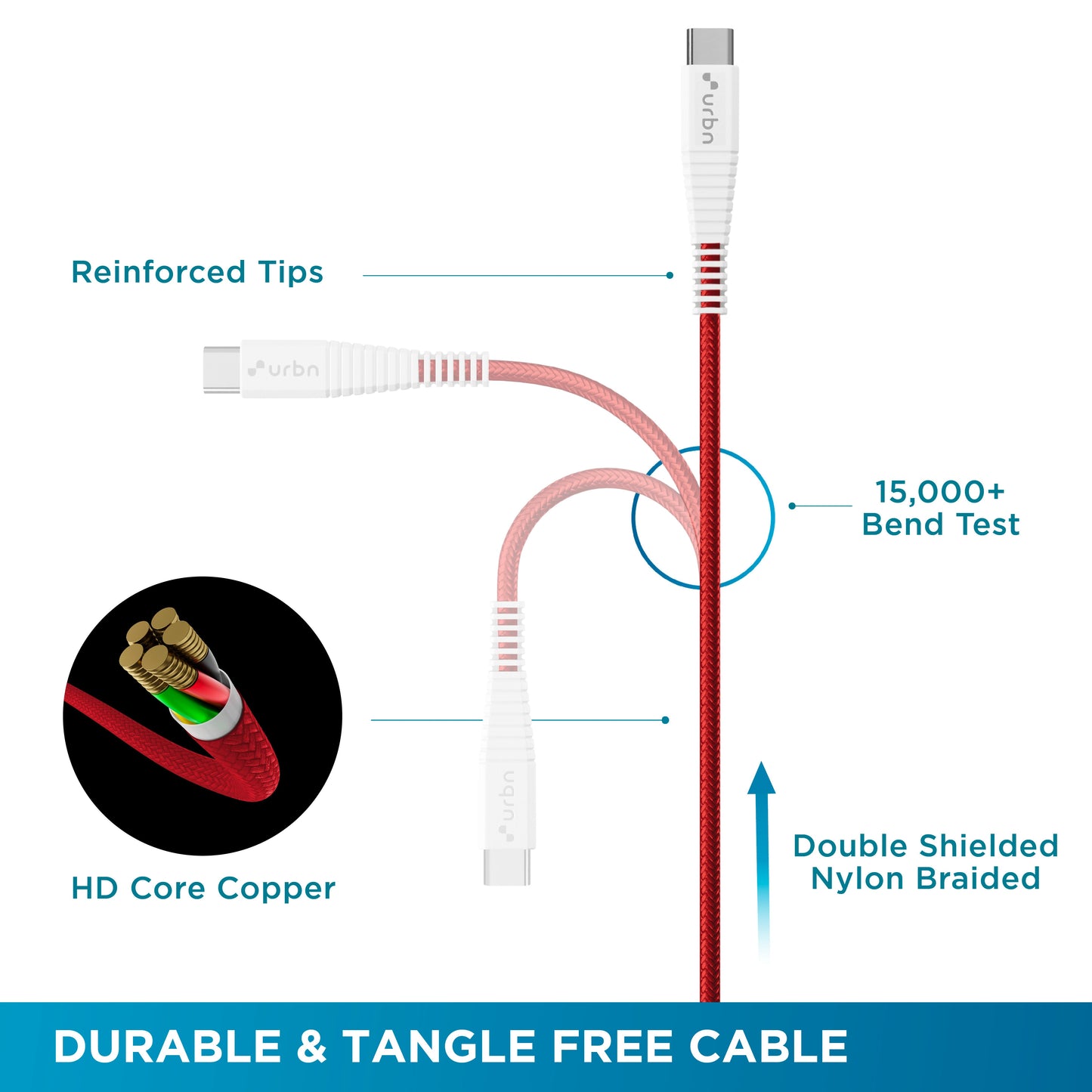 Nylon Type C - USB A 40w Cable