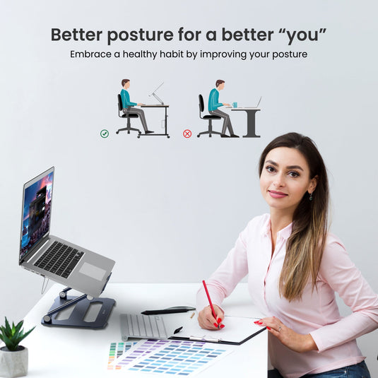 better posture laptop stand from portronics. Blue