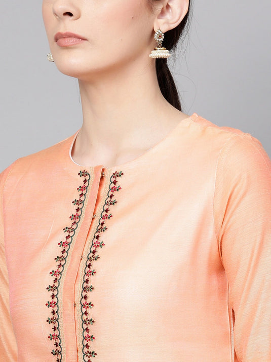 Solid Embroidered Kurta