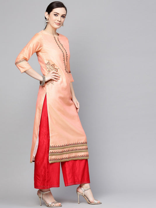 Solid Embroidered Kurta