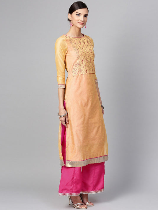 Solid Embroidered Kurta