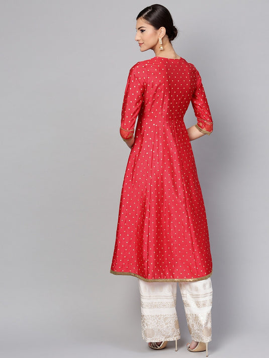 Brocade Yoke Flared Kurta