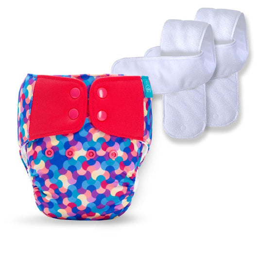 Bumberry Baby Pocket Diaper 2.0- Waterproof Reusable & Adjustable Cloth Diaper with leg gusset, wetfree lining & 2 extralong wetfree insert(6 -36 months, Splatter)