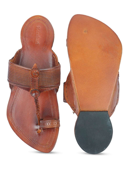 Traditional Tan Men's Kolhapuri Chappal