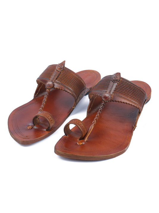 Traditional Tan Men's Kolhapuri Chappal