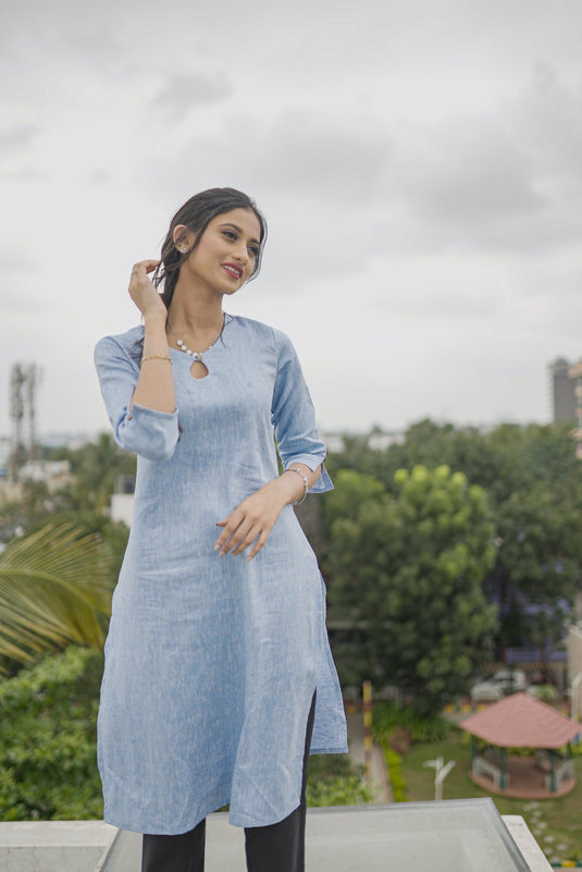 blue hemp kurta