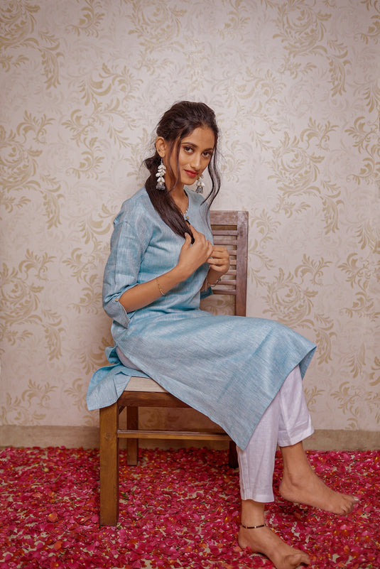 Women Blue Straight Kurta