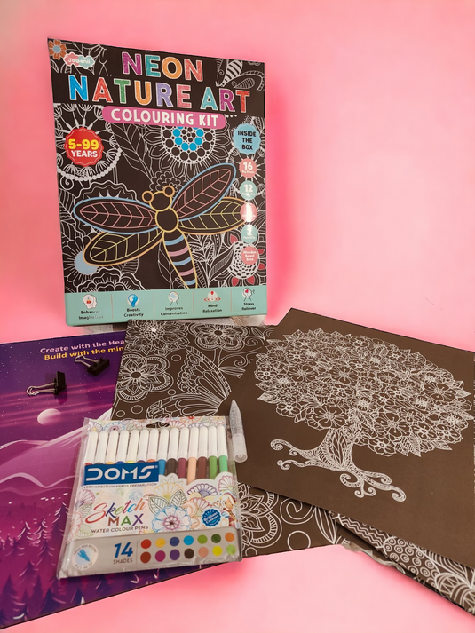 JoGenii Neon Nature Art Colouring Kit - Unique Gift for kids and adults