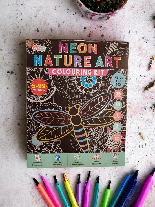 JoGenii Neon Nature Art Colouring Kit - Unique Gift for kids and adults