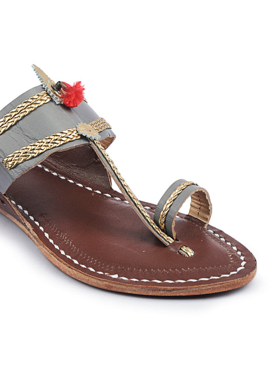 Headturner Grey-women's kolhapuri chappal