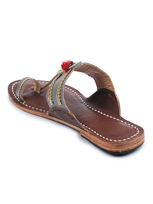 Headturner Grey-women's kolhapuri chappal