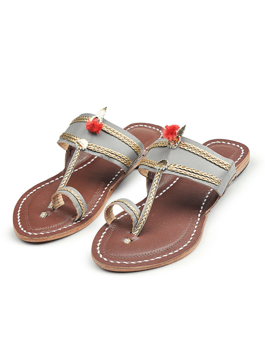 Headturner Grey-women's kolhapuri chappal