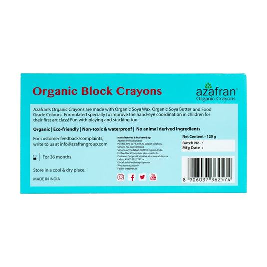 Organic Block Crayons, Standard Size, 16 Colors