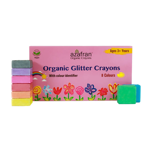 Organic Jumbo Glitter Crayons, 8 Colours, 120g