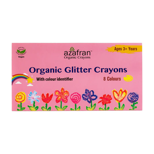 Organic Jumbo Glitter Crayons, 8 Colours, 120g