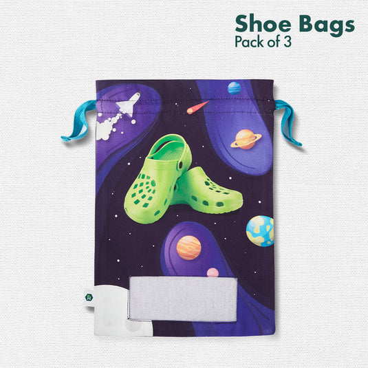 Play Date! Unisex Kid's Shoe Bags, 100% Organic Cotton, Pack of 3