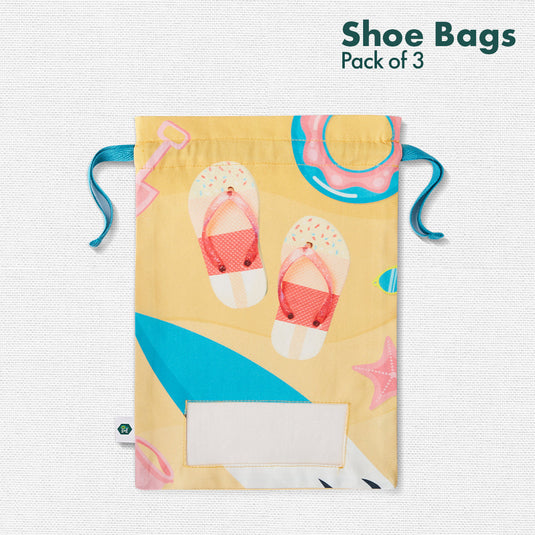 Play Date! Unisex Kid's Shoe Bags, 100% Organic Cotton, Pack of 3