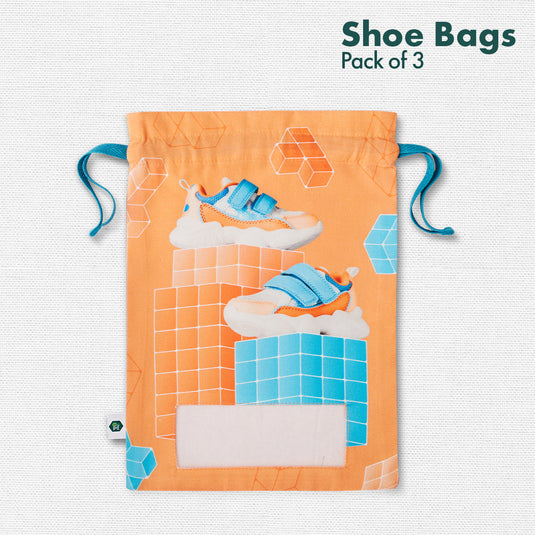 Sneaker Club! Family Shoe Bags, 100% Organic Cotton, Pack of 3