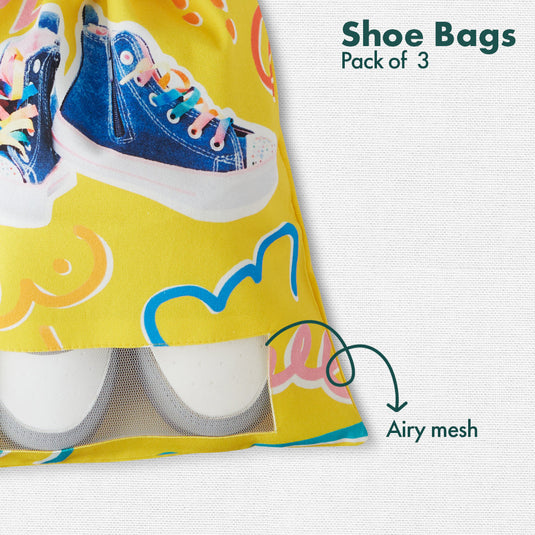 Sneakerheads! Family Shoe Bags, 100% Organic Cotton, Pack of 3