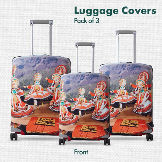 Backwater Bliss! Luggage Covers, 100% Organic Cotton Lycra, Small+Medium+Large Sizes, Pack of 3