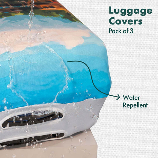 Backwater Bliss! Luggage Covers, 100% Organic Cotton Lycra, Small+Medium+Large Sizes, Pack of 3