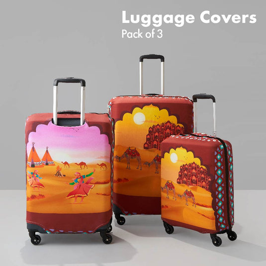 Desert Therapy! Luggage Covers, 100% Organic Cotton Lycra, Small+Medium+Large Sizes, Pack of 3