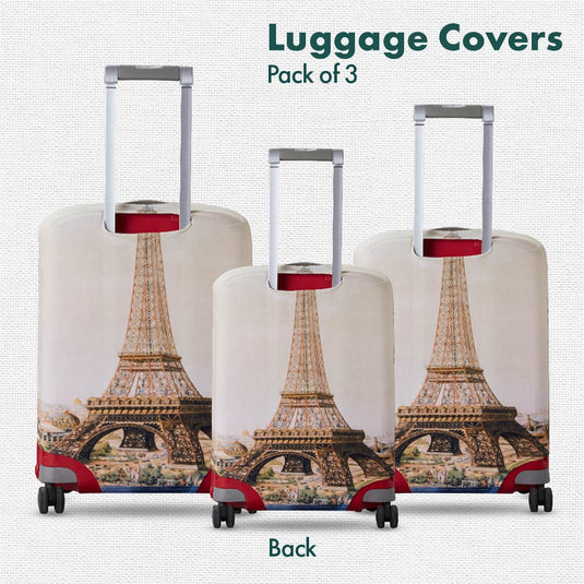 An Evening In Paris! Luggage Covers, 100% Organic Cotton Lycra, Small+Medium+Large Sizes, Pack of 3