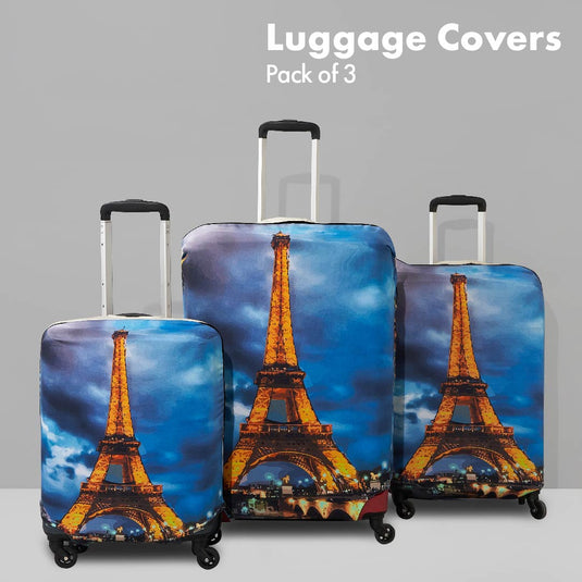 Bonjour Paris! Luggage Covers, 100% Organic Cotton Lycra, Small+Medium+Large Sizes, Pack of 3