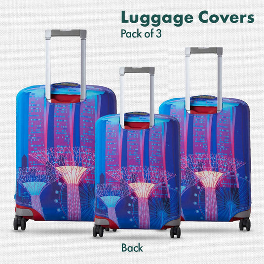 The Lion City! Luggage Covers, 100% Organic Cotton Lycra, Small+Medium+Large Sizes, Pack of 3