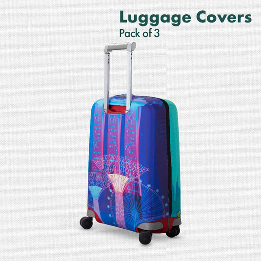 The Lion City! Luggage Covers, 100% Organic Cotton Lycra, Small+Medium+Large Sizes, Pack of 3