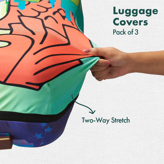 The Lion City! Luggage Covers, 100% Organic Cotton Lycra, Small+Medium+Large Sizes, Pack of 3