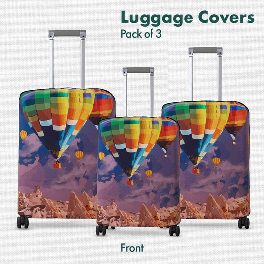 Majestic Turkey! Luggage Covers, 100% Organic Cotton Lycra, Small+Medium+Large Sizes, Pack of 3