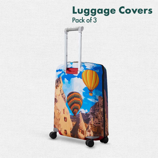 Majestic Turkey! Luggage Covers, 100% Organic Cotton Lycra, Small+Medium+Large Sizes, Pack of 3