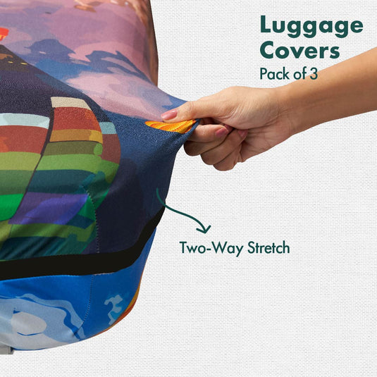 Majestic Turkey! Luggage Covers, 100% Organic Cotton Lycra, Small+Medium+Large Sizes, Pack of 3