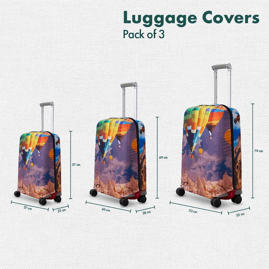 Majestic Turkey! Luggage Covers, 100% Organic Cotton Lycra, Small+Medium+Large Sizes, Pack of 3