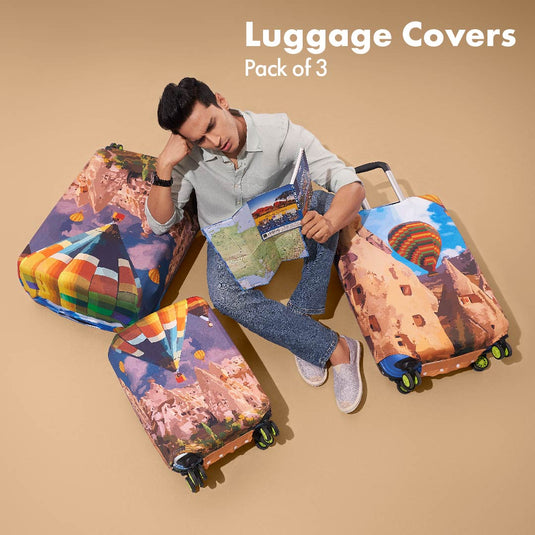 Majestic Turkey! Luggage Covers, 100% Organic Cotton Lycra, Small+Medium+Large Sizes, Pack of 3