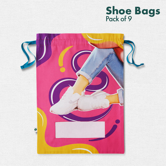 Modern Family! Family Shoe Bags, 100% Organic Cotton, Pack of 9