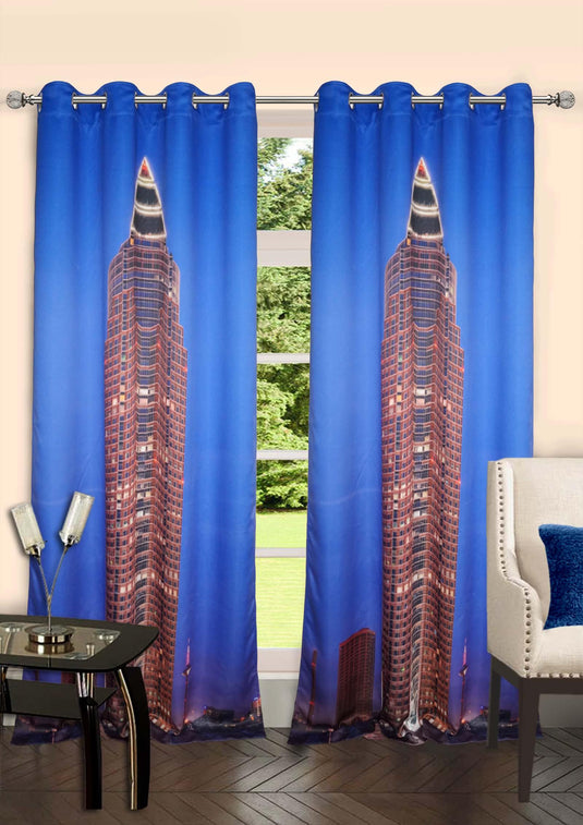 Lushomes Digitally Printed Frankfurt Polyster Curtains with 8 Metal Eyelets - Lushomes