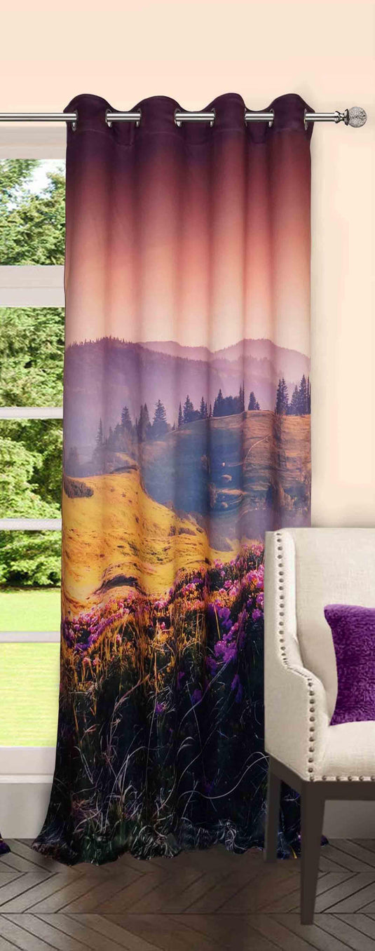 Lushomes Digitally Printed Landscape Polyster Blackout Curtains with 8 Metal Eyelets for Door, (48" x 90", Single pc) - Lushomes